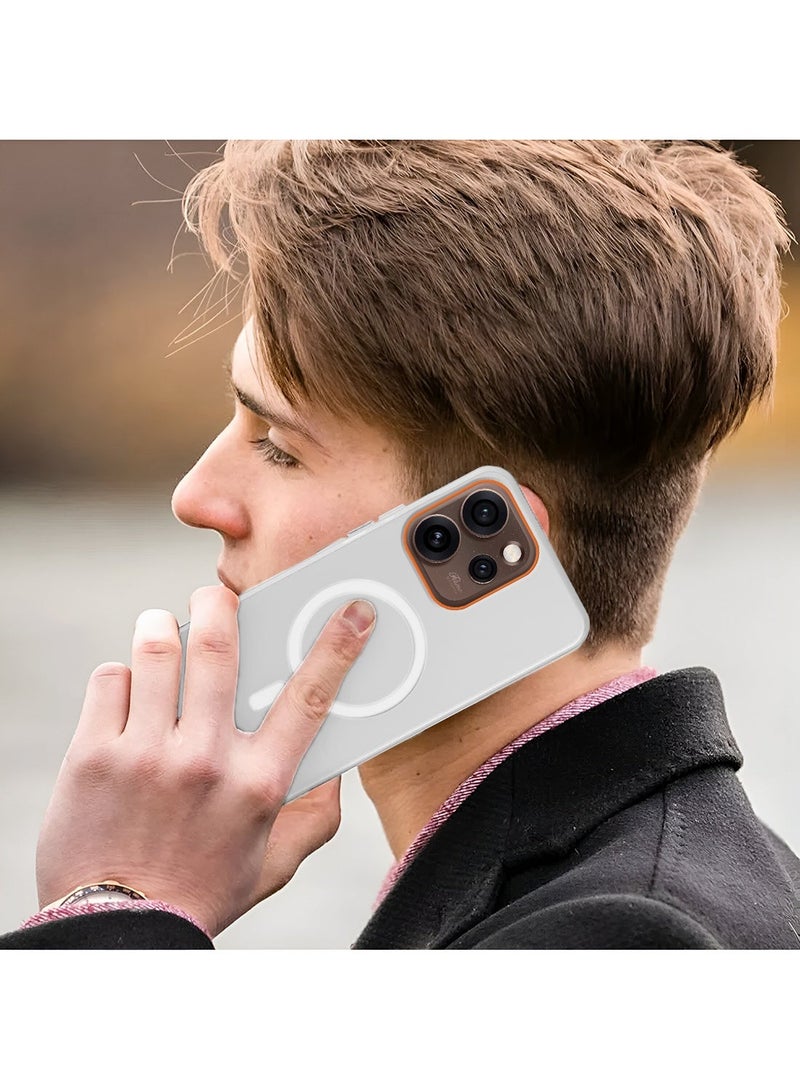 دبليو تيك غطاء هاتف اوبو رينو 15 5G 2025 هجين شفاف مع ماجسيف وشحن مغناطيسي ورفع حواف الكاميرا بمظهر أنيق (MCMPMN) - أبيض - Image 5